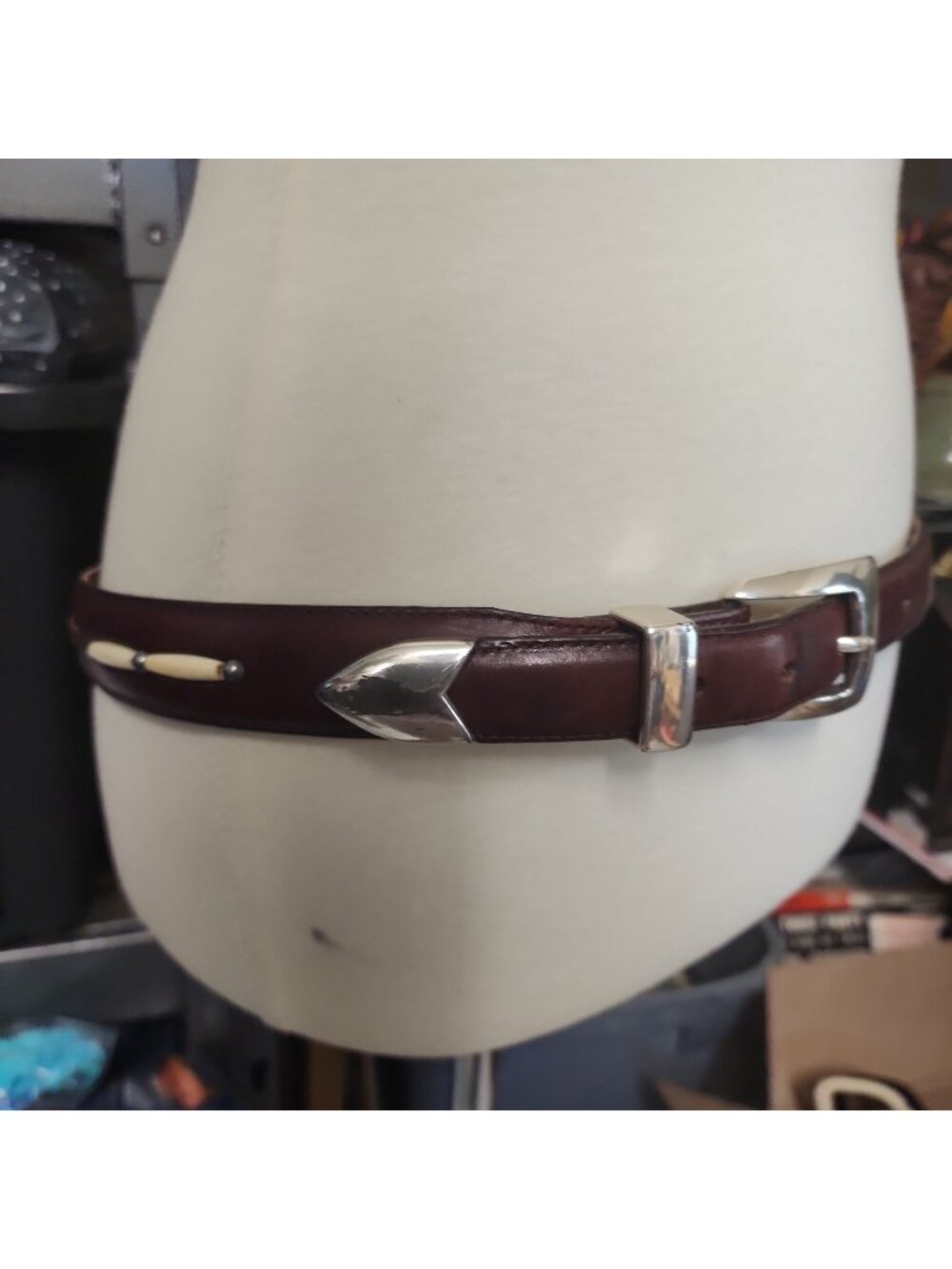 vintage Onyx By Brighton Mens Brown Leather Belt 36 Western Fits 33-37"